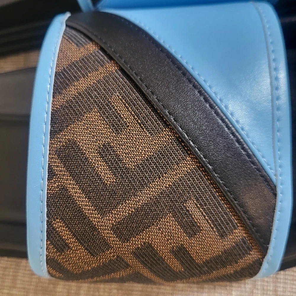 Fendi Diagonal Slides BrownFF jacquard leather slides